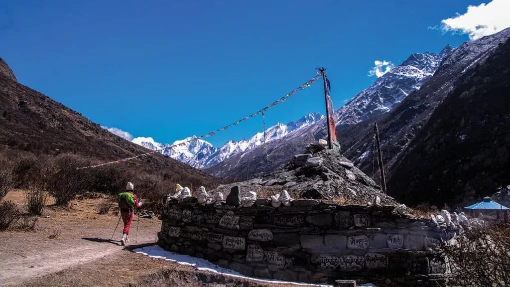 Trekker near mani wall