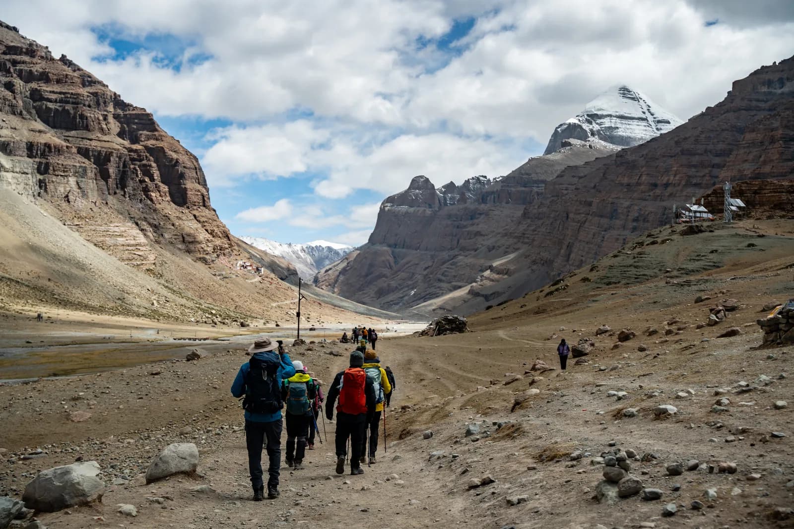 Trekkers walking the Kailash Kora up the Lha Chu valley