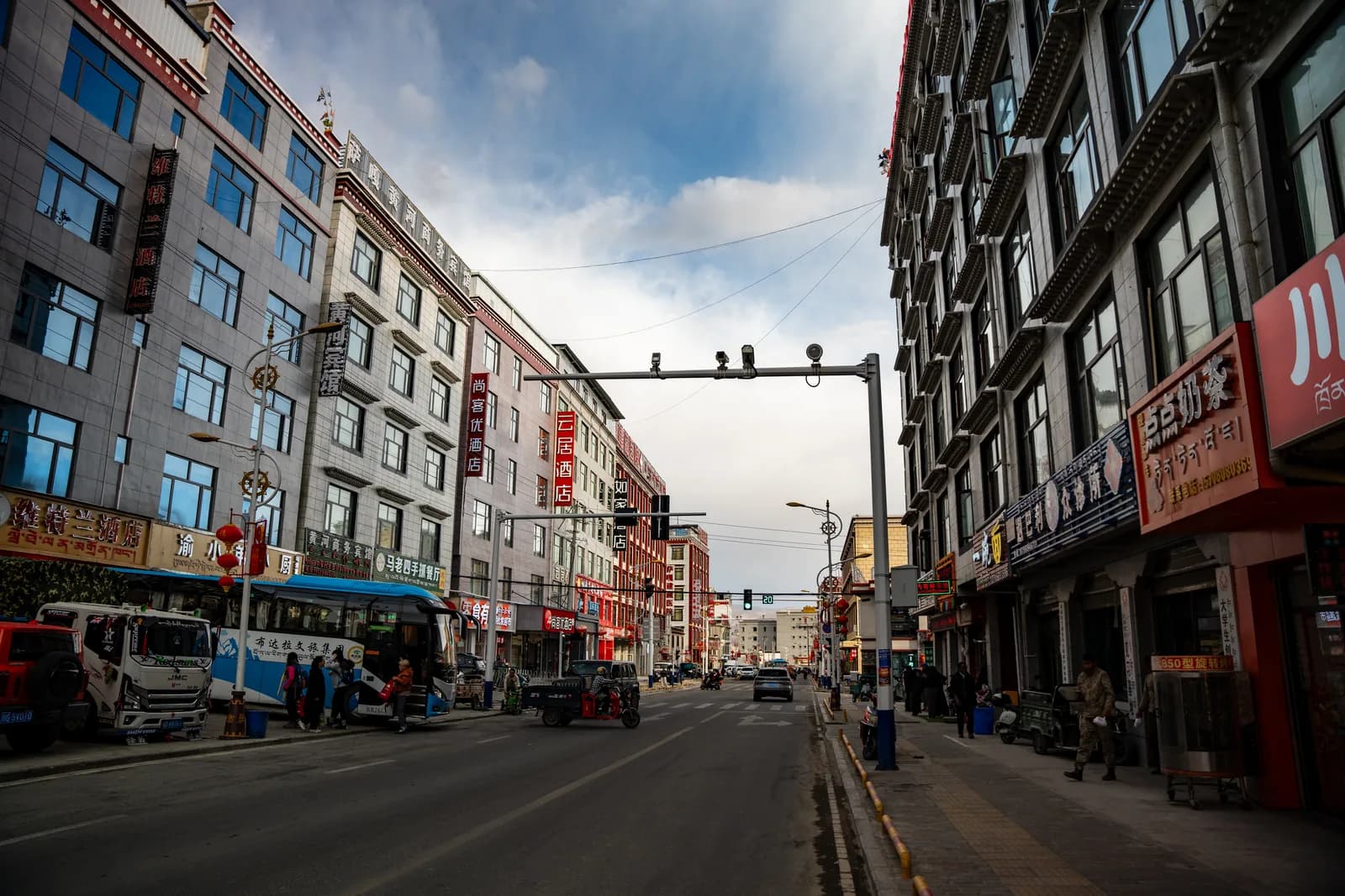 Main street of Saga town in Tibet