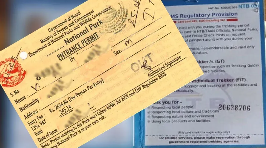 Trekking permit and Langtang National Park TIMS card