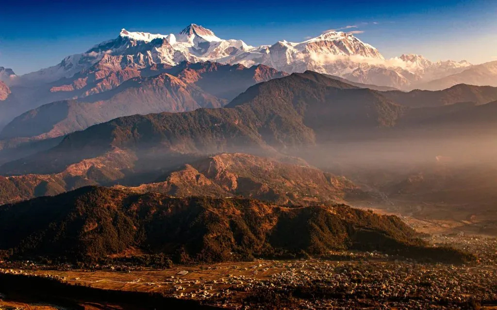 Panorama of the Annapurna range from Sarangkot