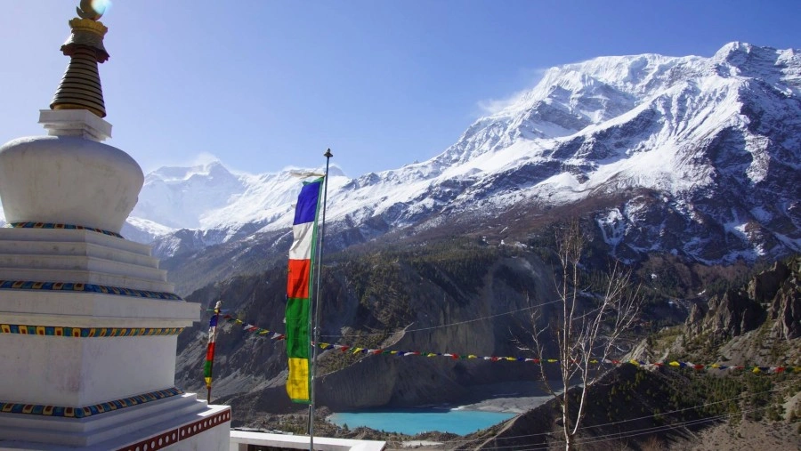 Gangapurna Lake and the Annapurna range above Manang on the Annapurna Circuit