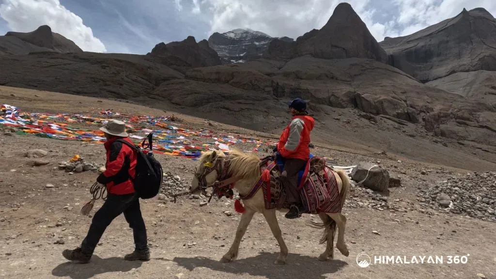 During the outer Kora of Kailash Travellers are uring the Horse and horse man.